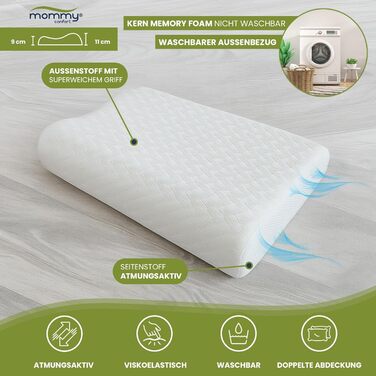 Ортопедична подушка - подушка для підтримки шиї - сертифікована Oeko-TEX - подушка для зняття болю в шиї - подушка з піни з ефектом пам&39яті - ергономічна подушка - суперм&39яка тканина, яку можна прати внутрішній чохол