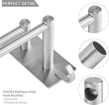 Рушникосушка без свердління подвійна 43,5 см з нержавіючої сталі рушникосушка для ванної кімнати самоклеюча рушникосушка настінна