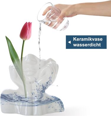 Ваза для обличчя, Декор столу з вазою для квітів, Керамічна ваза для тіла Ідеальна полиця жіночої форми, Сучасний фермерський стіл