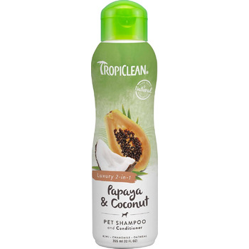 Шампунь для собак TropiClean - шампунь і кондиціонер 2-в-1 для собак і котів - виготовлений з натуральних інгредієнтів - папайя та кокос, 355 мл