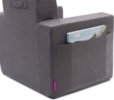 Дитяче крісло для дітей віком від 2 років - Міцне, зручне, виготовлене з пінопласту, з ручкою та кишенею - Знімний чохол, який можна прати - Подарунок на день народження для дівчаток та хлопчиків - Червоний