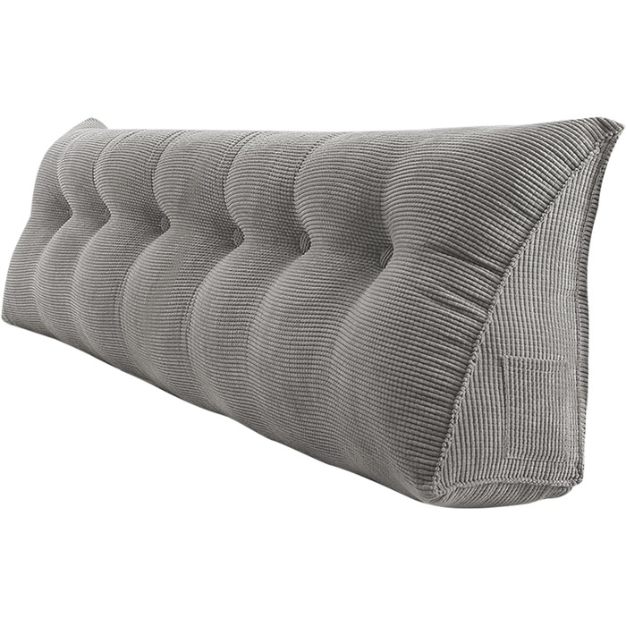 Подушка для читання для ліжка або дивана, трикутна, зі спинкою, подушкою для дивана, дитячим узголів&39ям, знімним чохлом, м&39якою, для додаткового комфорту - 180 * 50 * 20 см - One Grey 180 X 50 X 20 см, сірий