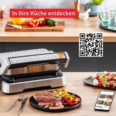 Контактний гриль Tefal OptiGrill 4-в-1 Tipp-Kick Edition, гриль/барбекю/духовка/повноцінний обід, 9 автоматичних програм, включаючи деко для випікання та гру Tipp-Kick, Silver, GC774D.TK