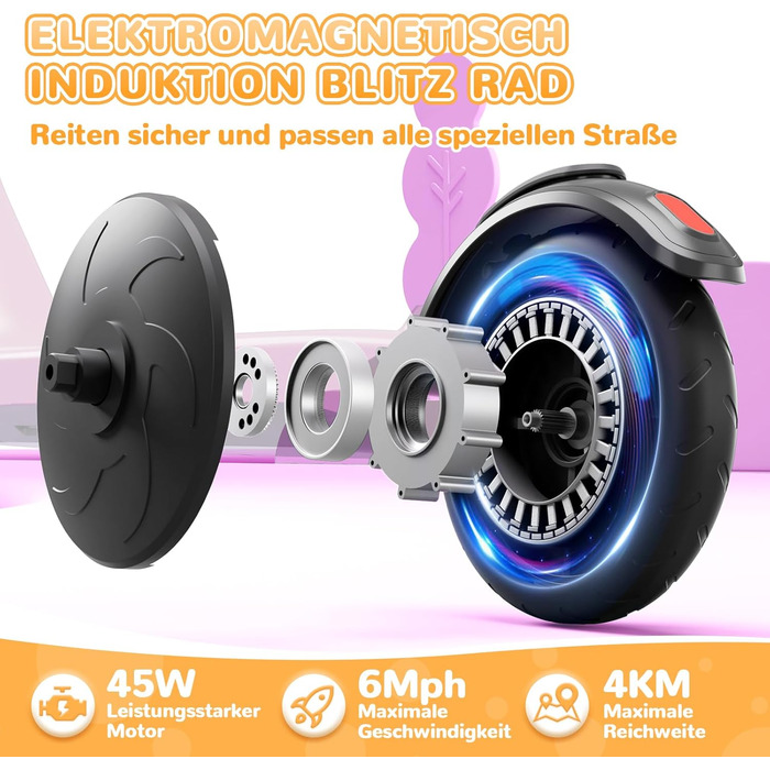 Дитячий електросамокат SISIGAD (6-10 років), 5,3-дюймовий дитячий електросамокат з миготливими світлодіодними вогнями та 3 регульованими висотами, двигун 45 Вт, макс. 10 км/год, максимальне навантаження 70 кг, YD531S рожевий-2