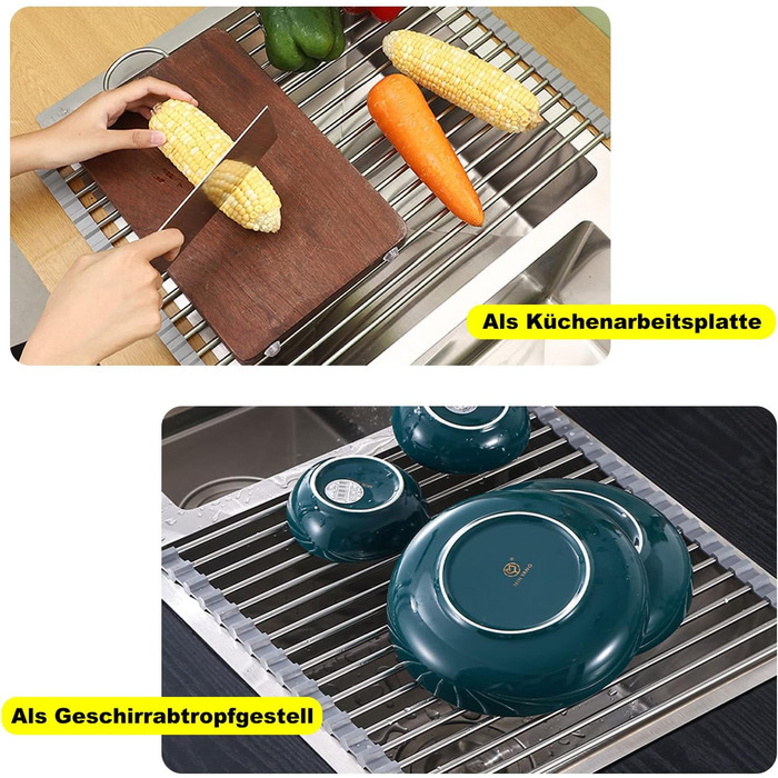 Сушарка для посуду ViWaVee, Складана та знімна сушарка для посуду над мийкою, килимок для зливу, сушарка-стійка для чашок, фруктів