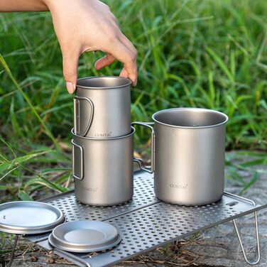 Набір посуду для каструлі, чашки, жорсткого простору, титановий, дорожній рюкзак, похідний, 300 мл (з кришкою та без маркування об&39єму)