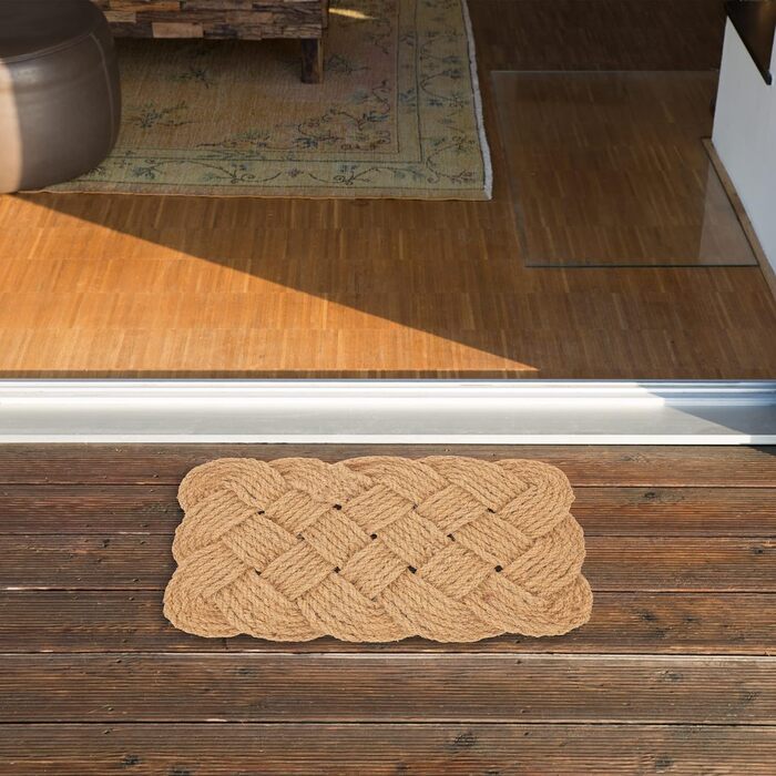 Килимок для дверей Relaxdays Coconut, з вузлуватим візерунком, 75 x 45 см, ручної роботи, двосторонній, натуральний