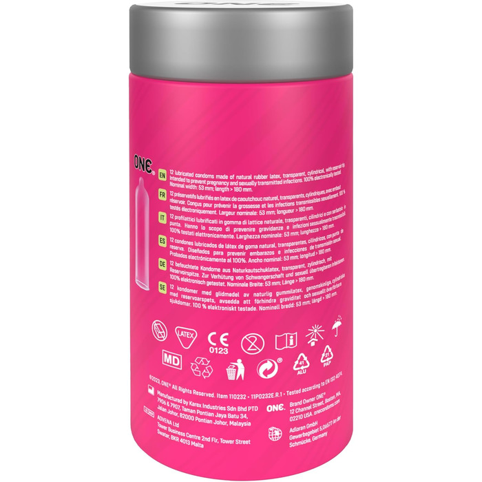 Презервативи ONE Flavorwaves Ароматизовані презервативи Шість чудових смакових вражень Веганські, без ГМО, з натурального каучукового латексу 12 шт.