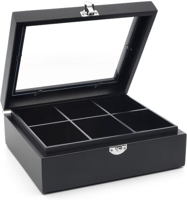 Коробка для чорного чаю Bredemeijer з 6 відділеннями та оглядовим віконцем - дерев&39яна коробка для оптимального зберігання чайних пакетиків