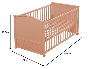 Дитяче ліжко roba, що трансформується, 70x140 см, натуральне, регульоване по висоті, зі знімними поручнями, трансформується в дитяче ліжко, бежевий колір, 153Д x 79Ш x 78,5В см