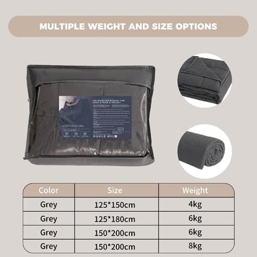 Ковдра Good Nite з обтяженням для дорослих, ковдра для зняття стресу, важка ковдра для спокійного розуму (сіра, 6 кг, 150 x 200 см) 150 x 200 см, 6 кг сірого кольору