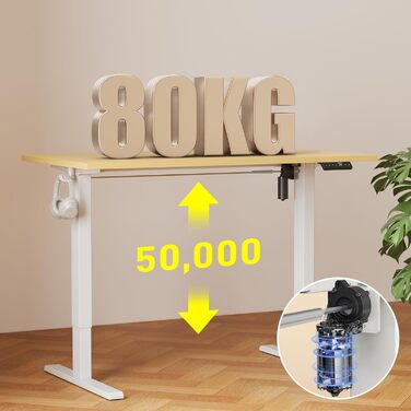 Повністю настільний стіл з регульованою висотою, електричний комп&39ютерний стіл 140 x 70 см, стіл для роботи сидячи та стоячи з цільною стільницею, стіл для роботи стоячи з 4 функціями пам&39яті, дуб 140 x 70 см з повноцінною дубовою стільницею