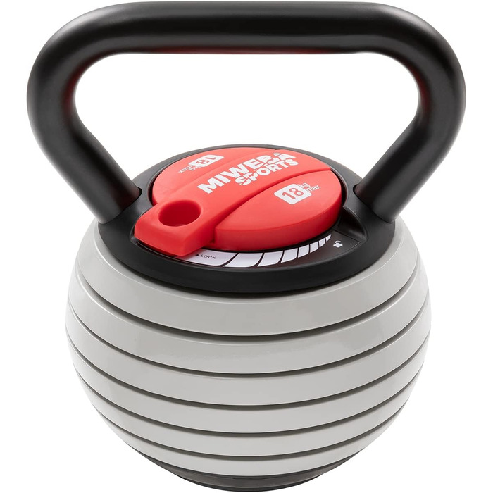 Регульована гиря Miweba Sports KB300 (3.4-18.0 кг), світло-сіра