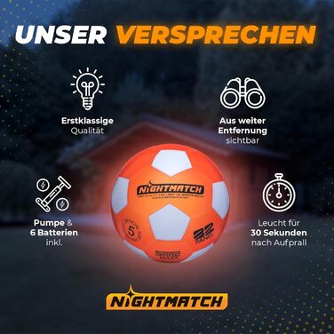 Офіційний водонепроникний футбольний м&39яч розміру 5 зі світлодіодним підсвічуванням - світиться в темряві для нічних ігор, дітей, дорослих - повний комплект з насосом та запасними батарейками помаранчевого кольору