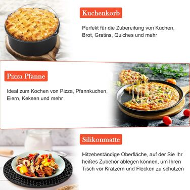 Набір аксесуарів для фритюрниці MorNon 15 шт. 8 дюймів Аксесуари для фритюрниці Аксесуари для фритюрниці Набір аксесуарів для аерофритюрниці Конвекційна піч Фритюрниці для фритюрниць XL Більшість брендів