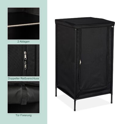 Кемпінгова шафа Relaxdays, 2 полиці, ВxШxГ 87 x 47,5 x 47,5 см, тканина та метал, кемпінгова полиця, місце для зберігання в тенті, сірий