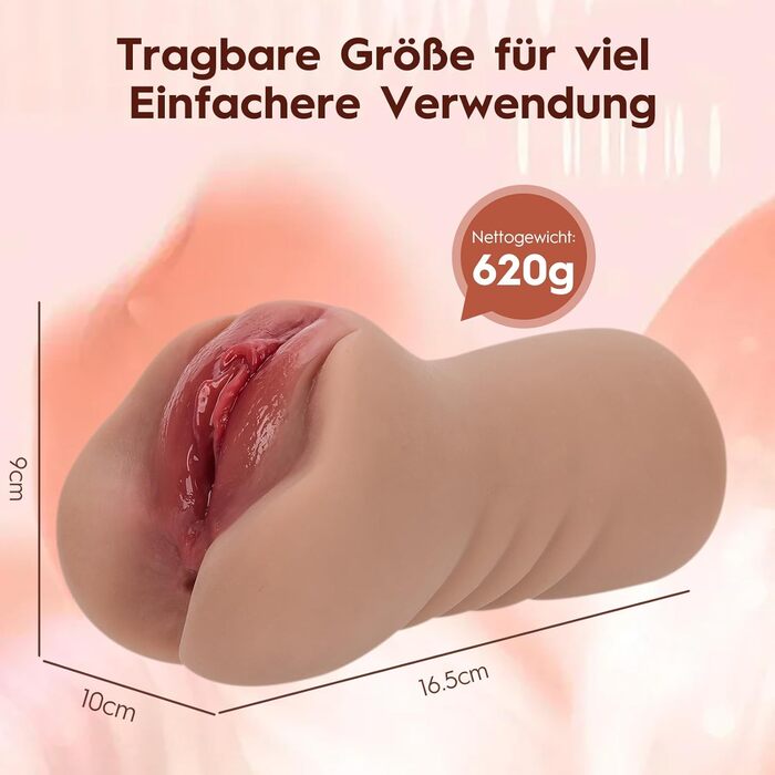 Мастурбатор DynaVigor для чоловіків 2 в 1, з 3D вагіною та анальним каналом, 650 г, коричневий