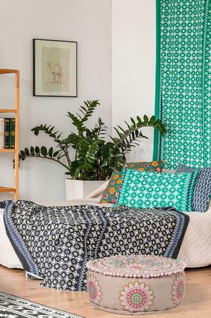 Круглий бавовняний пуф/табурет -1- ø 50 см з наповнювачем Подушка на підлогу/Подушка на сидіння/Східний стиль Вишитий пуф/Підніжжя/Табурет як східний декор