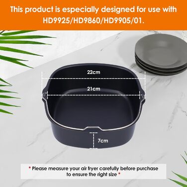 Задній комплект аерофритюрниці, Аксесуари для фритюрниці, Набір аксесуарів для гриля, Аксесуари для фритюрниці з антипригарним покриттям, сумісні з HD9925, HD9860, HD9905 01 (22 см)