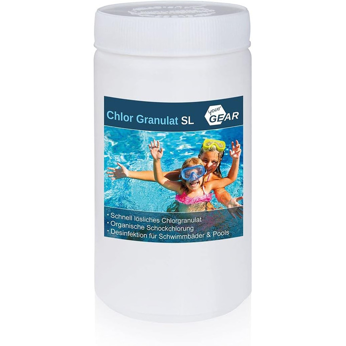 Хлорні гранули yourGEAR SL - 56 активного хлору, швидкорозчинні, ефективні проти водоростей, бактерій, грибків і вірусів в контейн