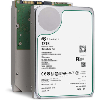 Внутрішній жорсткий диск Seagate Barracuda Pro 12TB ST12000DM0007 3,5-дюймовий настільний жорсткий диск, SATA3, 7200 об/хв, 256 МБ кеш-пам'яті (відновлений)