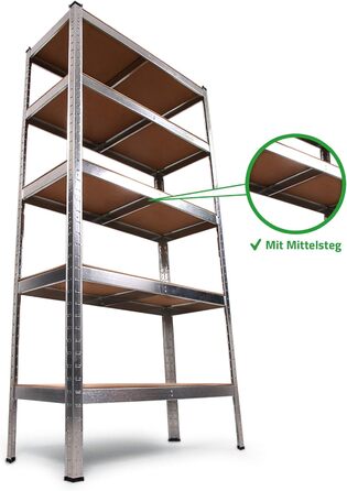 Металевий стелаж Ondis24 Thomas, полиця для зберігання 90x40x180 (В) см, полиця для підвалу, вантажопідйомність до 875 кг, сріблястий, з 5 полицями, вантажопідйомність кожна 175 кг, регульована висота, функціональний надміцний стелаж