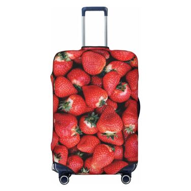 Чохол для валізи Полуничний сад з еластичної тканини, захисний від подряпин та пилу, чорний, розмір 95