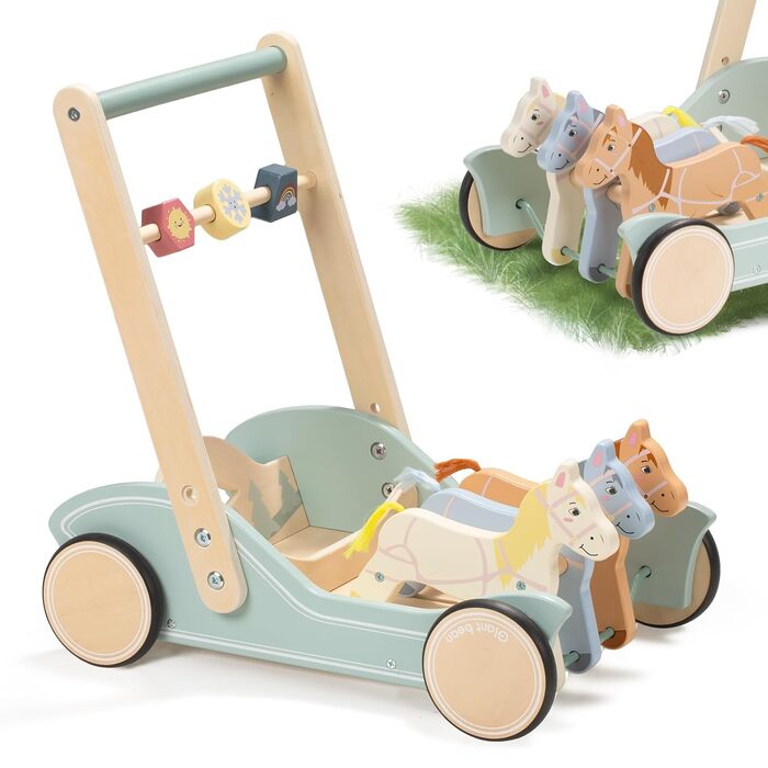 Гігантська квасоля Baby Walker Wood, Baby Baby Walker для хлопчиків і дівчаток, Галопуючі поні, Baby Baby Walker, Дитячі ходунки від 1 року можуть мати моторику Дерев'яний поштовх і