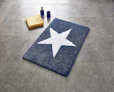 Килим для ванної RIDDER, зоряно-синій, 60x90 см, синьо-білий