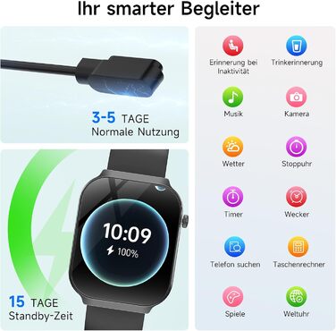 Новий смарт-годинник 2026 року для чоловіків та жінок з ЕКГВСР/ІМТ/сечовою кислотою/мікроперевіркою здоров&39я, 2,2-дюймовий оновлений 3D-вигнутий дисплей, цілодобовий монітор серцевого ритму, артеріального тиску та сну для Android/iOS, чорний