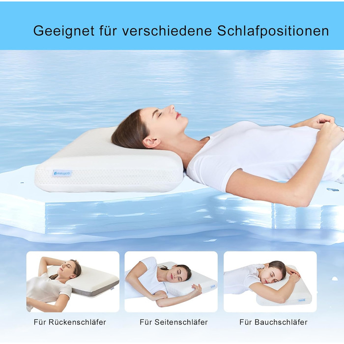Ортопедична подушка з піни з ефектом пам&39яті 70x42x10 см, подушка для підтримки шиї для сну на боці, 2 в 1 середньої жорсткості та м&39якої, двостороння ергономічна подушка зі знімним чохлом, сертифікована Oeko-Tex, біла