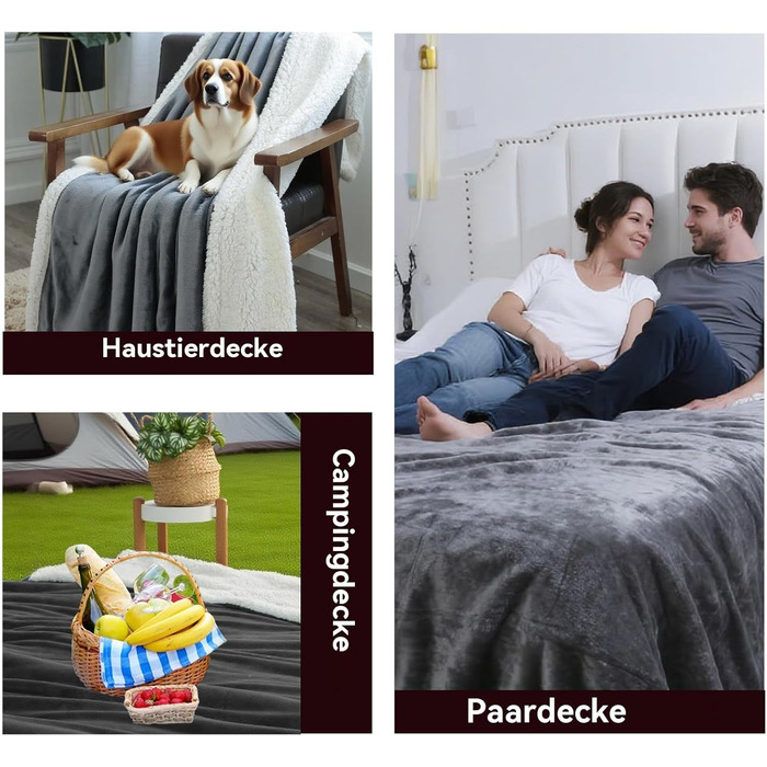 Водонепроникна ковдра розміру &quotqueen-size&quot 200x230 см, Водонепроникна ковдра для пар та дорослих, Водонепроникний двосторонній матрац великого розміру для ліжок Twin, Queen, King (сірий) Сірий 200 x 230 см