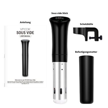 Плита су-від, точний циркуляційний насос для занурення в каструлю, 3D-потужна тиха циркуляція води, з низьким вмістом олії та низьким вмістом жиру, здорове харчування чорне (БАГАТОРАЗОВЕ)