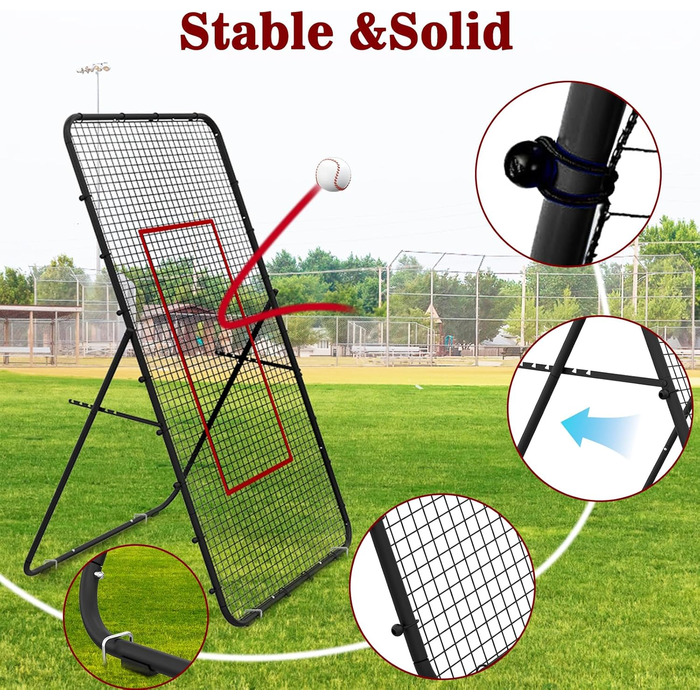 Волейбольна сітка LIANTRAL 2,2 × 1,2 м – тренувальне обладнання з зоною відбивання для лакросу, бейсболу та вправ, регульована для заднього двору, приміщення чи вулиці, чорна