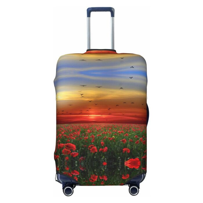 Чохол для валізи Поле маків на заході сонця - еластичний захист від подряпин та пилу, чорний, розмір 95