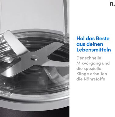 Електричний блендер, подрібнювач, блендер для смузі, багатофункціональний блендер, потужність 1200 Вт, банки 700 мл і 900 мл, чорний, NB120MB один розмір чорний, 1200