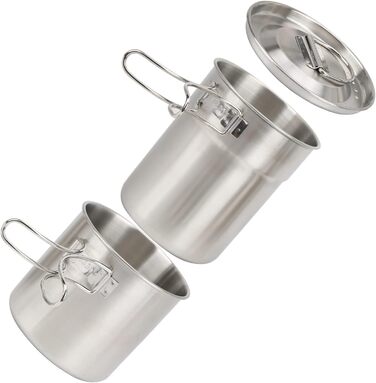 Набір складних каструль з нержавіючої сталі KIMISS із 2 предметів легка каструля для кемпінгу та подорожей на свіжому повітрі, 700 мл та 1000 мл