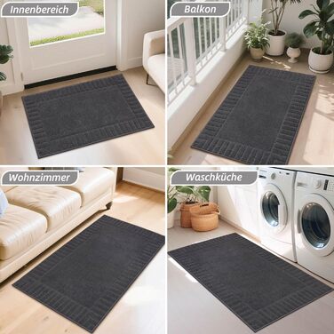 Килимок для дверей BEQHAUSE для прихожих, килимок для вхідних дверей, що миється, 80 x 120 см, килимок для прихожих, що прається в пральній машині, нековзний, килимок для передпокою, коридор, темно-сірий 80 x 120 см (прямокутний) темно-сірий