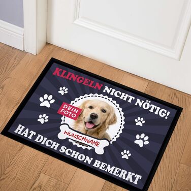 Персоналізований килимок для дверей з іменем та фотографією вашого собаки - власника домашнього улюбленця, нековзний та миється, чорний, 60x40 см