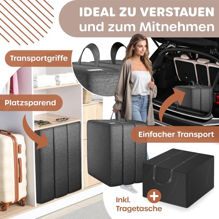 Розкладний матрац KESSER 75 x 195 x 15 см Гостьовий матрац, що складається в 3 сторони, у вигляді пуфа для ніг Розкладний матрац з пінопласту 25 кг/м Надзвичайно товстий 15 см Дихаючий Знімний чохол, що прається, включаючи сумку для перенесення в кемпінгу