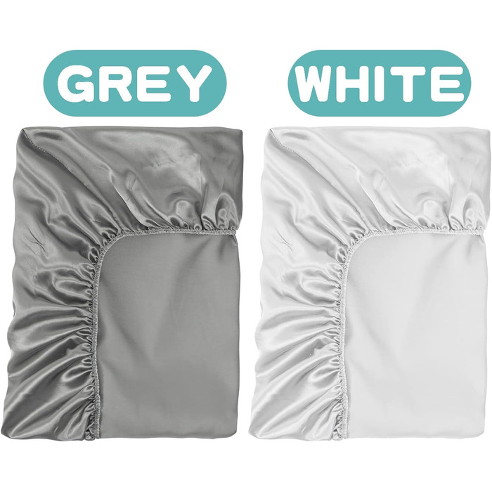 Постільна білизна, простирадло на резинці для дитячих ліжечок з делікатним ворсом, сатинова, для хлопчиків та дівчаток, унісекс, 132 x 71 x 20 см, 2 шт., простирадла для ліжечка, сатинові - білі та сірі
