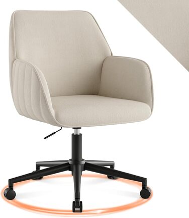 Офісне крісло, крісло для роботи, крісло для домашнього офісу, до 136 кг, обертове крісло, оксамитове крісло-туалет з підлокітниками та колесами, ергономічне, зручне, для жінок та дівчат, регульована висота, для спальні, домашнього офісу, білий оксамит, т