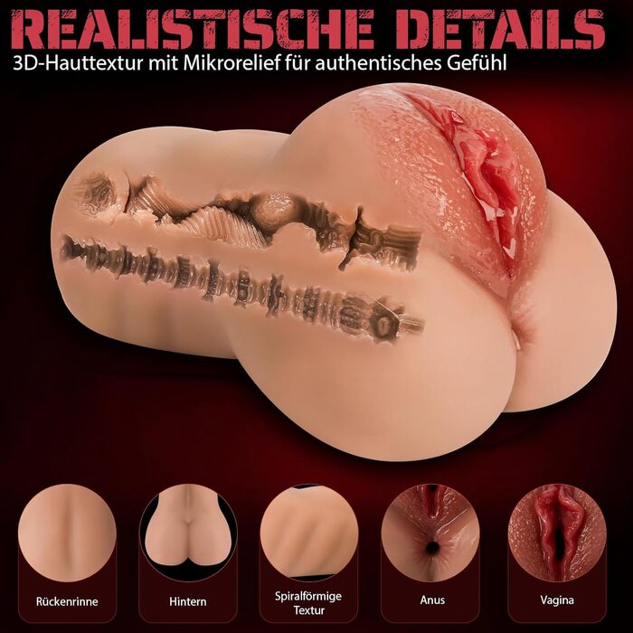 Реалістичний мастурбатор 2-в-1 з 3 кільцями для пеніса, велика силіконова кишенькова кицька, 5D кліторальна анальна вагіна двоканальна кишенькова кицька, еротична секс-іграшка для чоловіків, сольна секс-іграшка