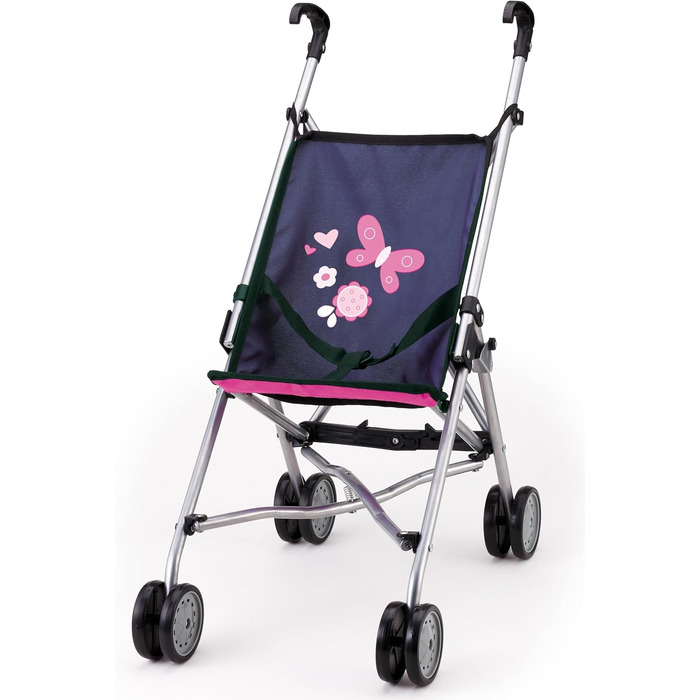 Коляска для ляльок, лялькова коляска, подвійні колеса, ремені безпеки, легко складається, виготовлена з металу, 30113AA