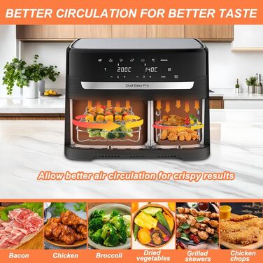 Аксесуари для фритюрниці BYKITCHEN для серії Philips Dual Basket 3000, 9 л/Tefal 5.2/3.1 л Easy Fry, 2 шт. Підставка для фритюрниці з 5 шампурами, аксесуари для фритюрниці для Tefal EY9018/Philips NA350/00