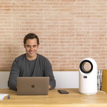 Нагрівач Cecotec з низьким споживанням енергії Ready Warm 8200 без лопатей, потужність 1500 Вт, пульт дистанційного керування, світлодіодний екран, сенсорне керування, 3 режими, коливання 60, таймер, потрійна система безпеки, білий колір Екран