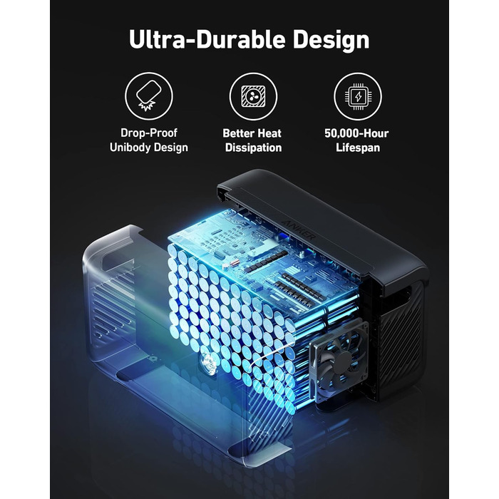 Розширювальний акумулятор для портативної електростанції Anker Powerhouse 760 (2048 Втгод), 6 акумуляторів LiFePO4 з довшим терміном служби, додатковий акумулятор ємністю 2048 Втгод для GaNPrim Powerhouse 767