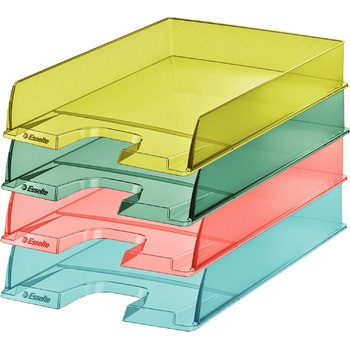 Лоток для листів Esselte, багатоштабельована папка з паперовими файлами формату А4 для документів, каталогів, брошур і журналів, для дому/офісу, для організації столу, серія Colour'Breeze, різнокольорова, 626276