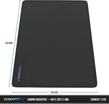 Килимок для ігрової миші XL Titanwolf - 440 x 350 мм - XL килимок для миші - Настільний килимок великого розміру - Покращує точніс