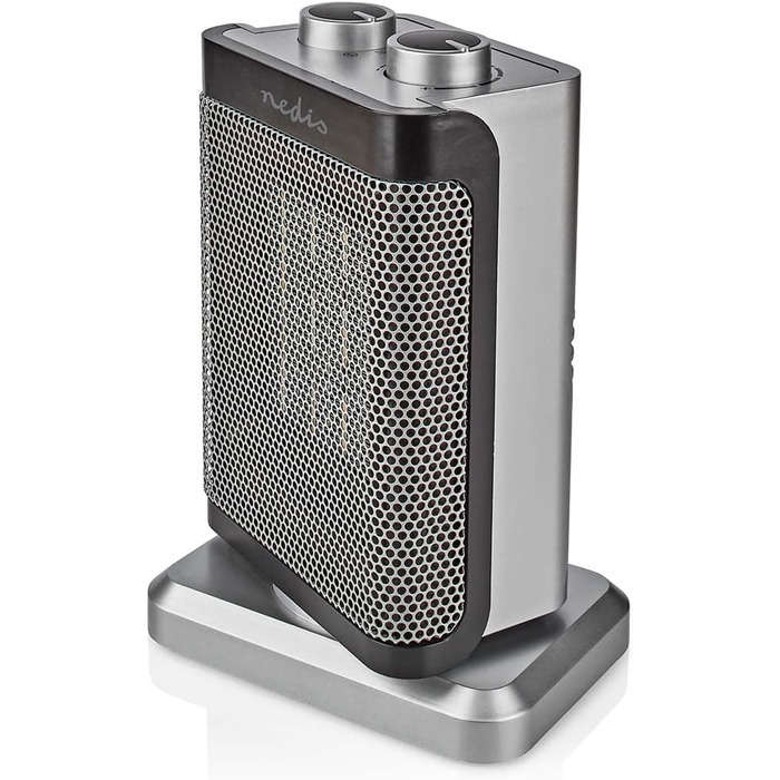 Керамічний PTC вентилятор-обігрівач - 1000/1500 Вт - 2 режими нагріву - Регульований термостат - Функція коливання - Захист від перегріву та перекидання - Сірий, 17GY -